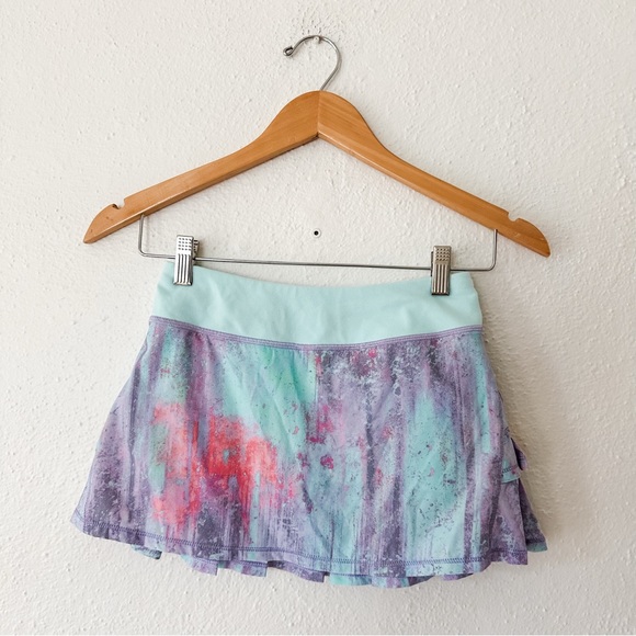 Ivivva Girls Purple Aqua Pleated Skort - Picture 1 of 6